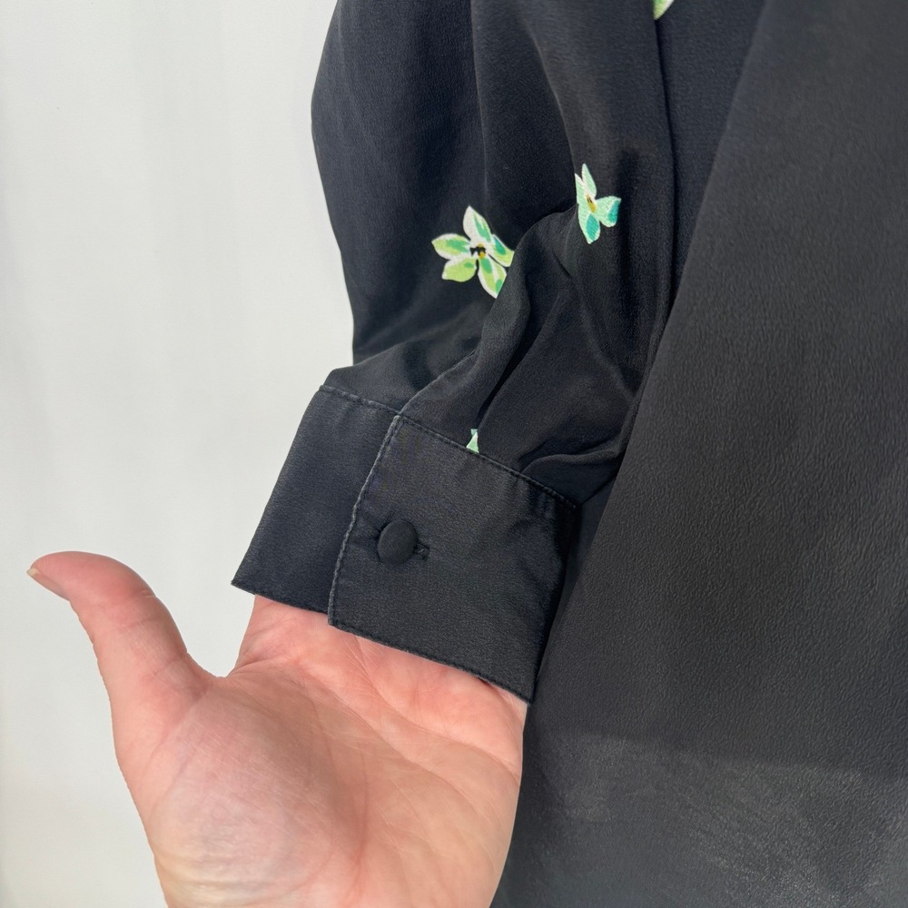 Vintage Bob Mackie Wearable Art Silk Blouse Black Green Beaded Sequin Small - Picture 7 of 16